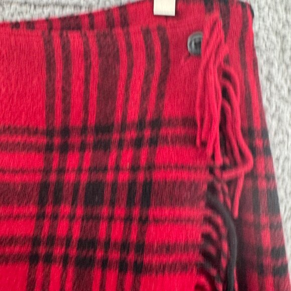 Eddie Bauer Legend  Blanket Skirt Plaid Red & Black Wool Blend Size 12 - Picture 4 of 6